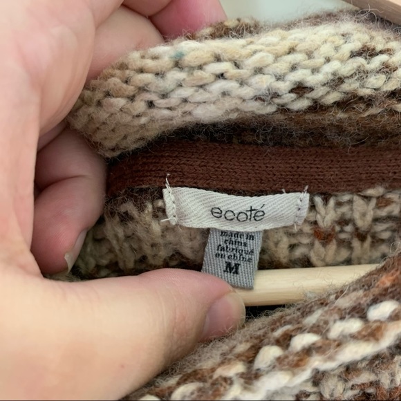 Urban Outfitters Ecoté Wool Blend Marled Brown Mockneck Sweater in Size Medium - Picture 6 of 9